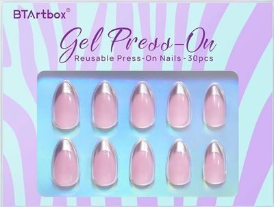 Press On Nails - Chrome Almond French Tips