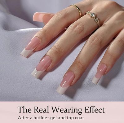 Press On Nails - Classic Long French Tip - Pink