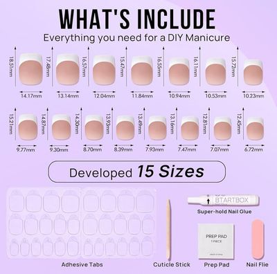 Press On Nails - Classic Short French Tip - Pink