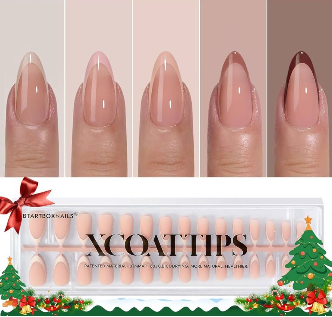 Press On Nails - Multi Nude Almond French Tips