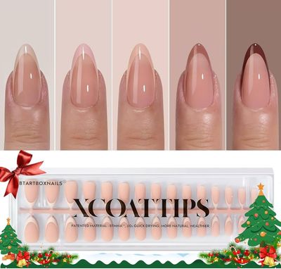 Press On Nails - Multi Nude Almond French Tips