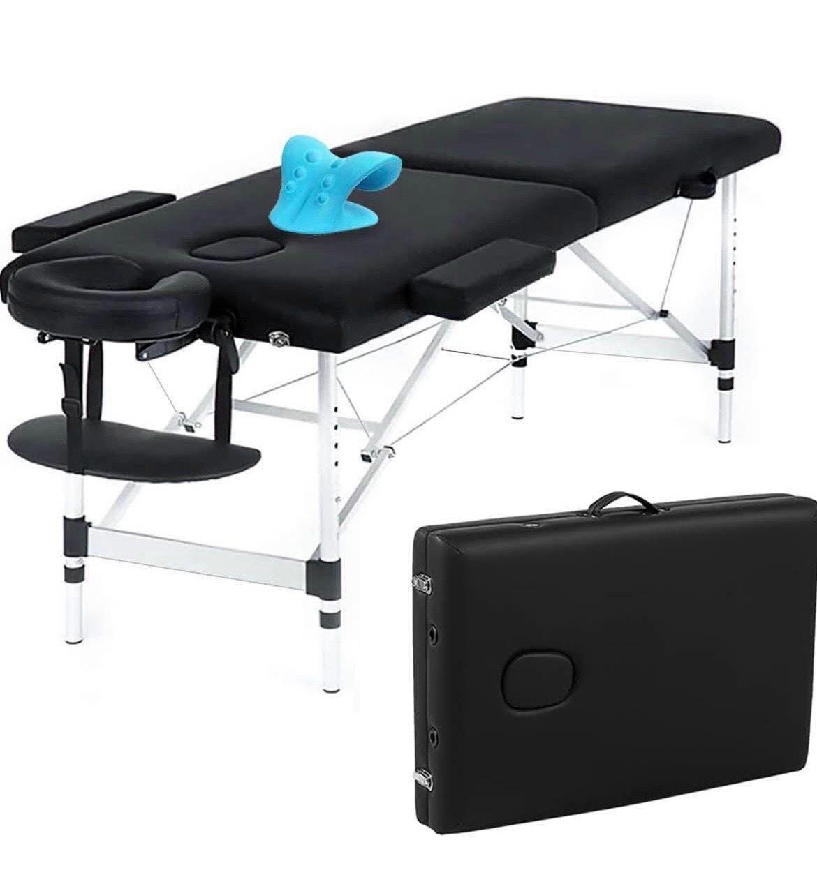 Portable Massage Table, 84 Inch Massage Bed with Neck Stretcher Adjustable Lash Bed Tattoo Table