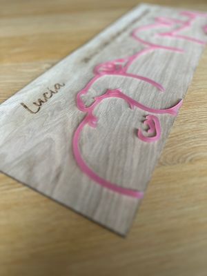 Geboortebord Baby: Silhouette - Gepersonaliseerd op ware grootte