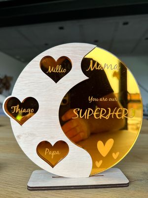 Mama trofee - Silhouette met hartjes
