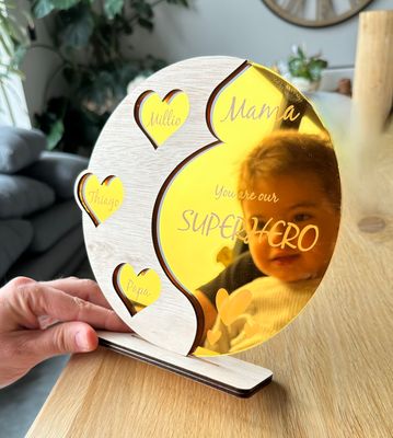 Mama trofee - Silhouette met hartjes