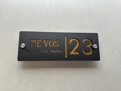 Huisnummer: Rechthoek langwerpig - Nr &amp; Eigen tekst (29cm x 10,5cm)