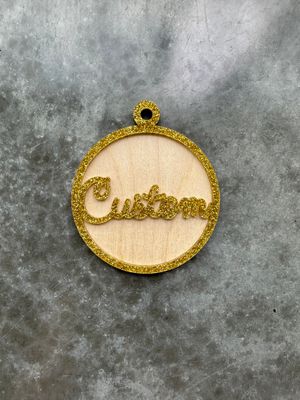 Kerstbal - Combi Plexi &amp; Hout - Gepersonaliseerd met naam