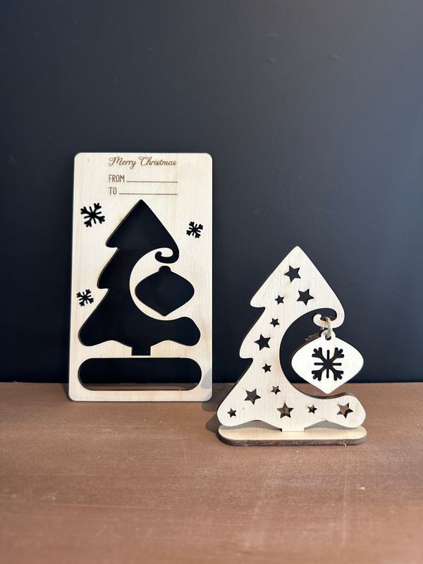 Kerstkaart - 3D Kerstboom met hanger