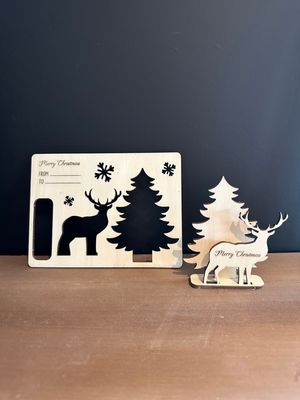 Kerstkaart - 3D Kerstboom met rendier