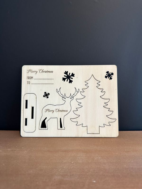 Kerstkaart - 3D Kerstboom met rendier