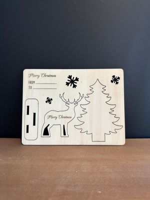 Kerstkaart - 3D Kerstboom met rendier