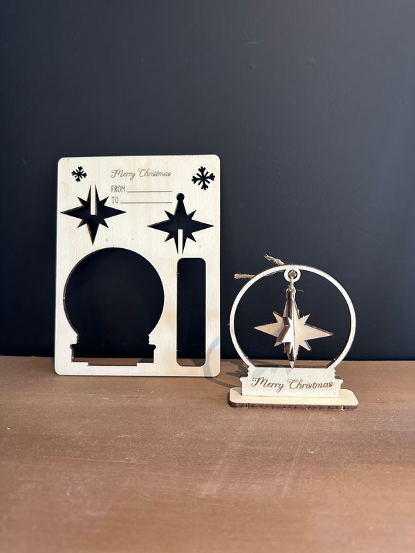 Kerstkaart - 3D Sneeuwbol met hanger