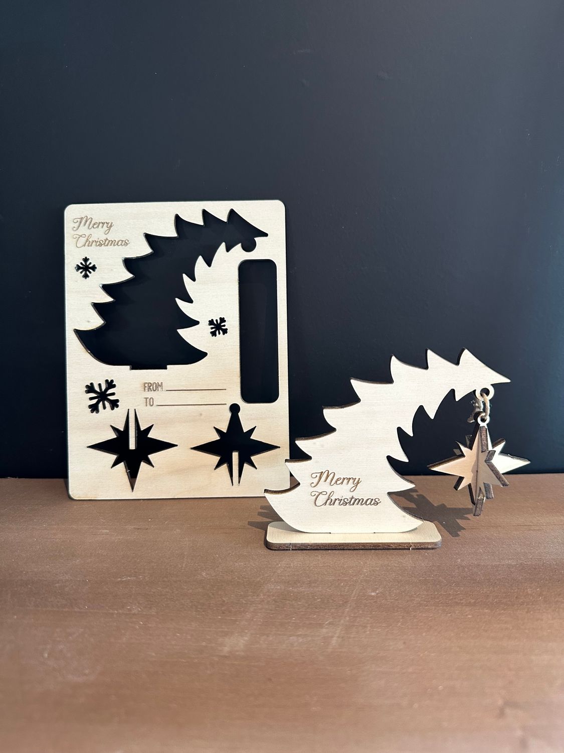 Kerstkaart - 3D Hangende Kerstboom met hanger