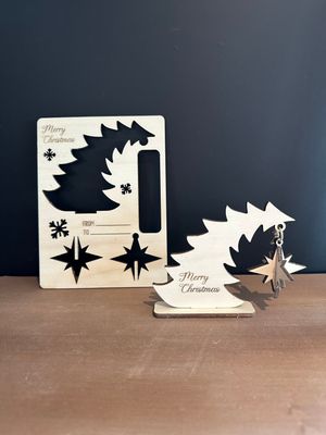 Kerstkaart - 3D Hangende Kerstboom met hanger