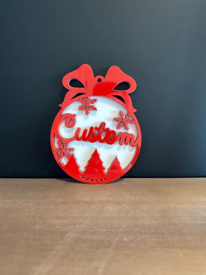 Kerstbal - Strik - Gepersonaliseerd met naam (2 lagen)