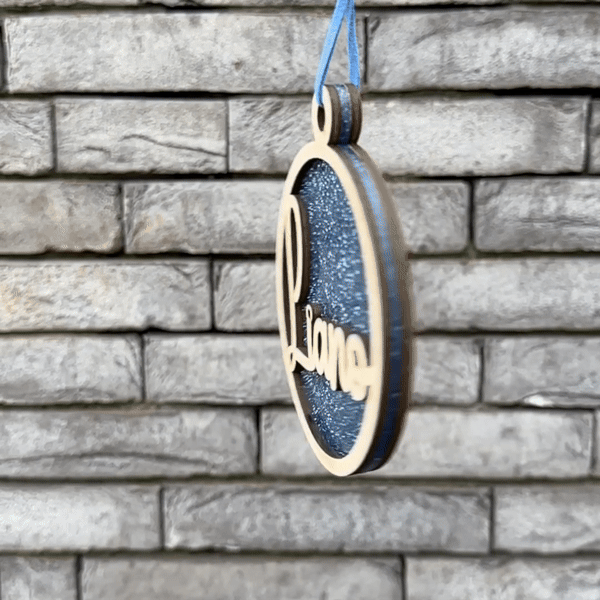 Kerstbal - Combi Plexi &amp; Hout - Gepersonaliseerd met naam