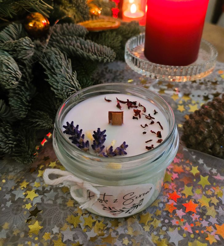 CEDR &amp; WANILIA &amp; LAWENDA świeca sojowa z drewnianym knotem 235 ml