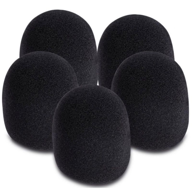 On-Stage ASWS58B5 Windscreen for Handheld Microphones - Black (5-pack)