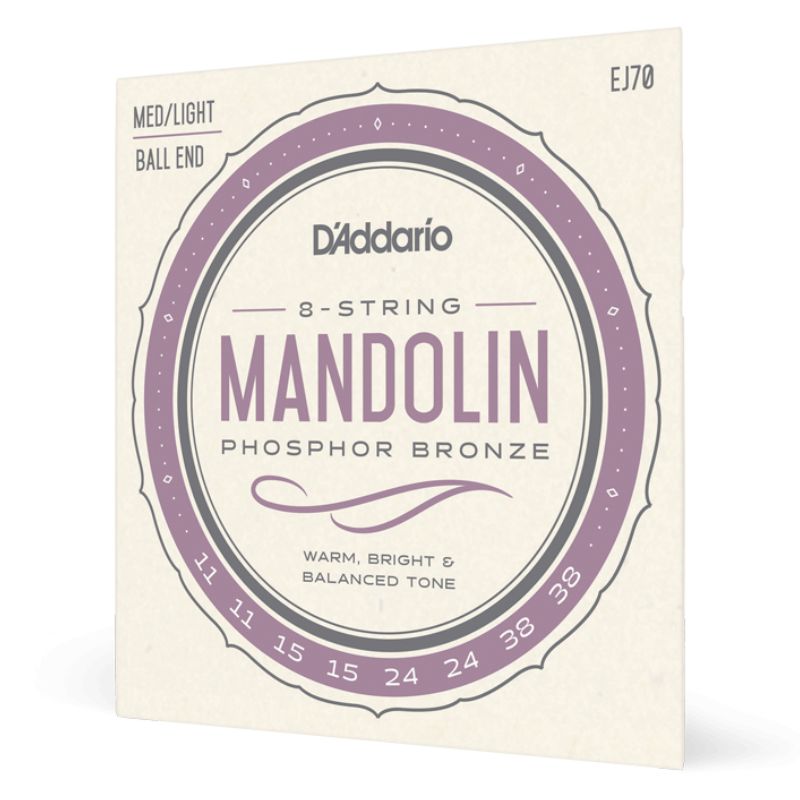 D&#39;Addario EJ70 Phosphor Bronze Medium-Light Mandolin Strings 11-38 - Ball End