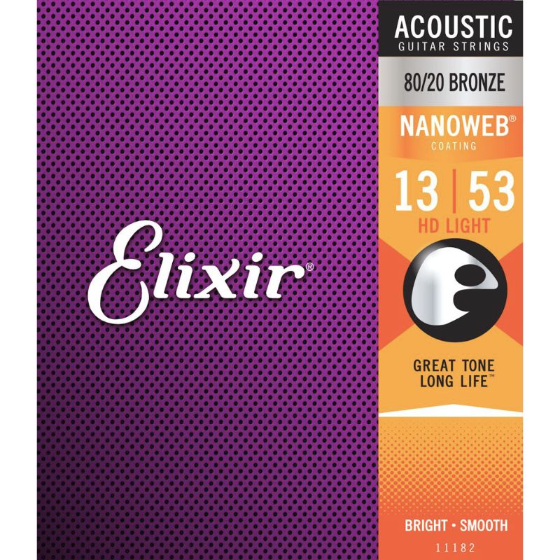 Elixir 11182 HD Light Acoustic Strings 80/20 Bronze Nanoweb .013-.053