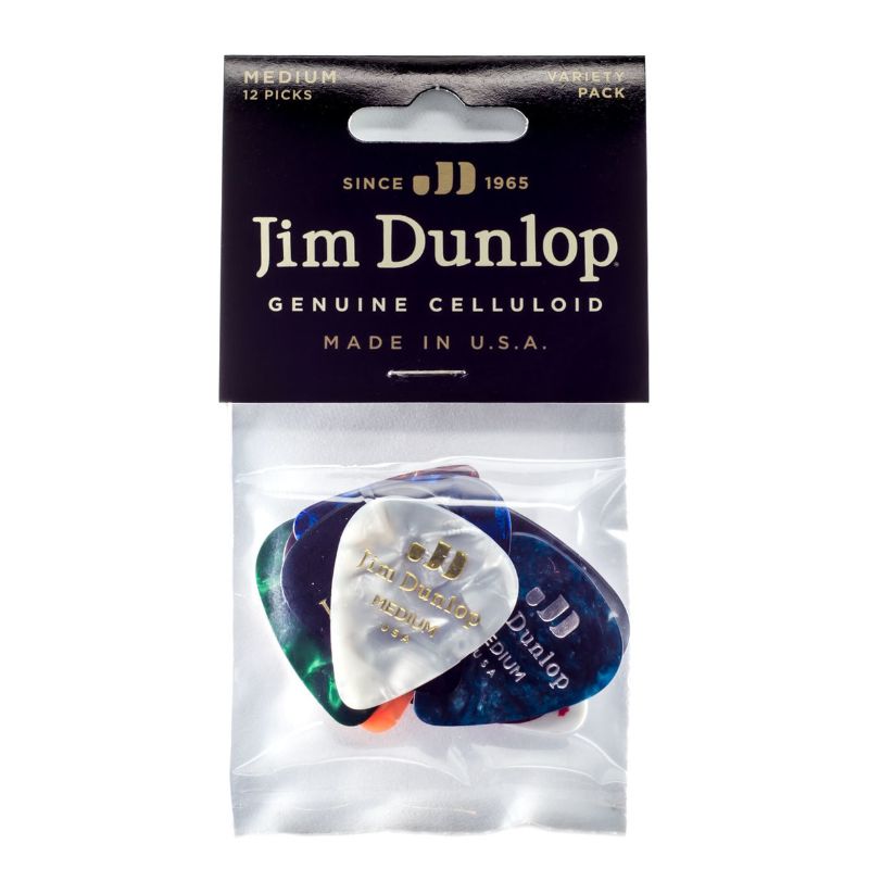 Dunlop PVP106 Celluloid Medium Guitar Picks Variety (Pack of 12)