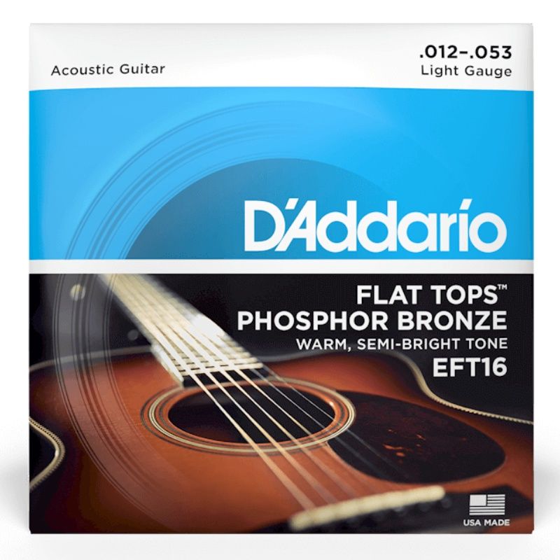 D&#39;Addario EFT16 Phosphor Bronze Flat Top Acoustic Guitar Strings 12-53
