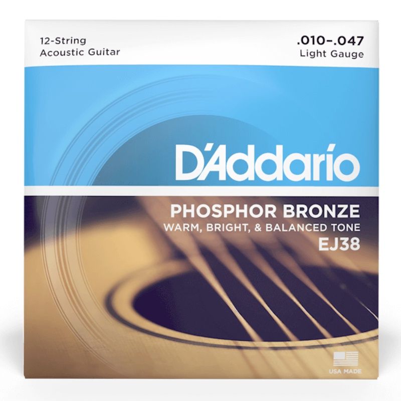D&#39;Addario EJ38 Phosphor Bronze 12-String Acoustic Guitar Strings 10-47