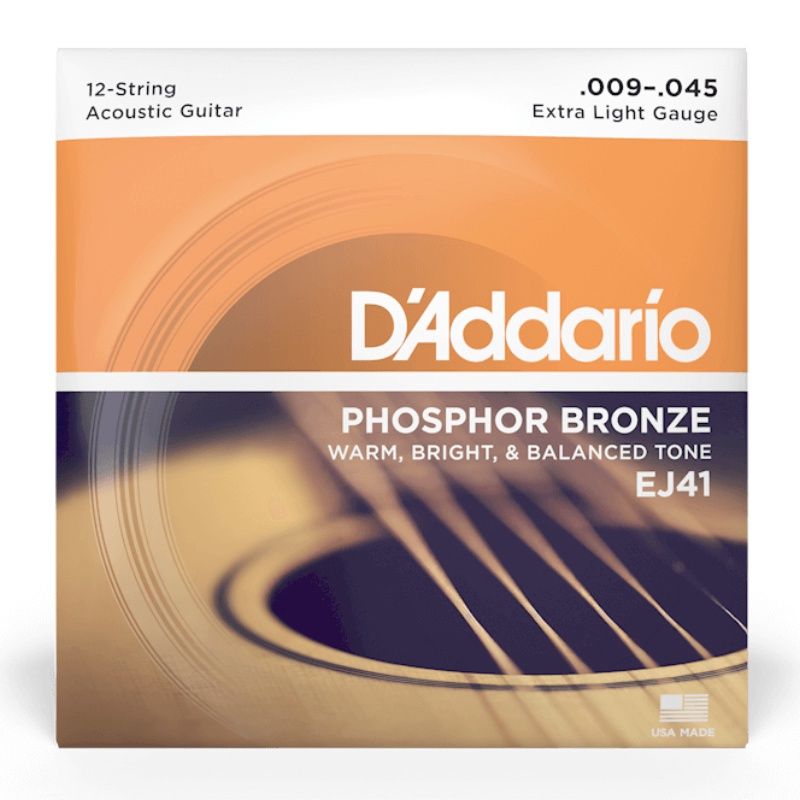 D&#39;Addario EJ41 Phosphor Bronze 12 String Acoustic Guitar Strings 9-45