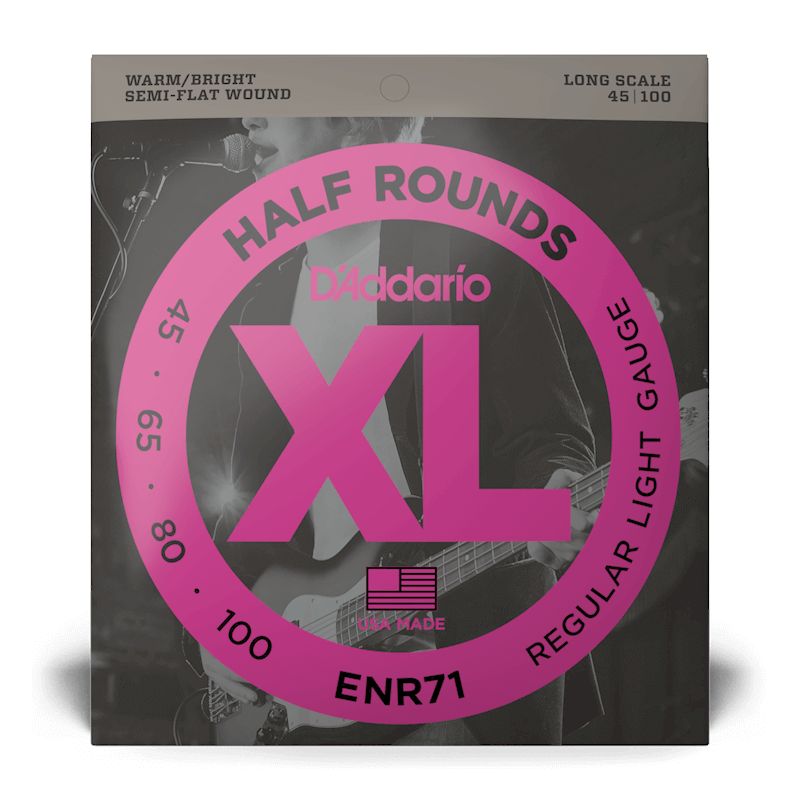 D&#39;Addario ENR71 Semi-Flatwound Bass Guitar Strings - .045-.100 Regular Light Long Scale