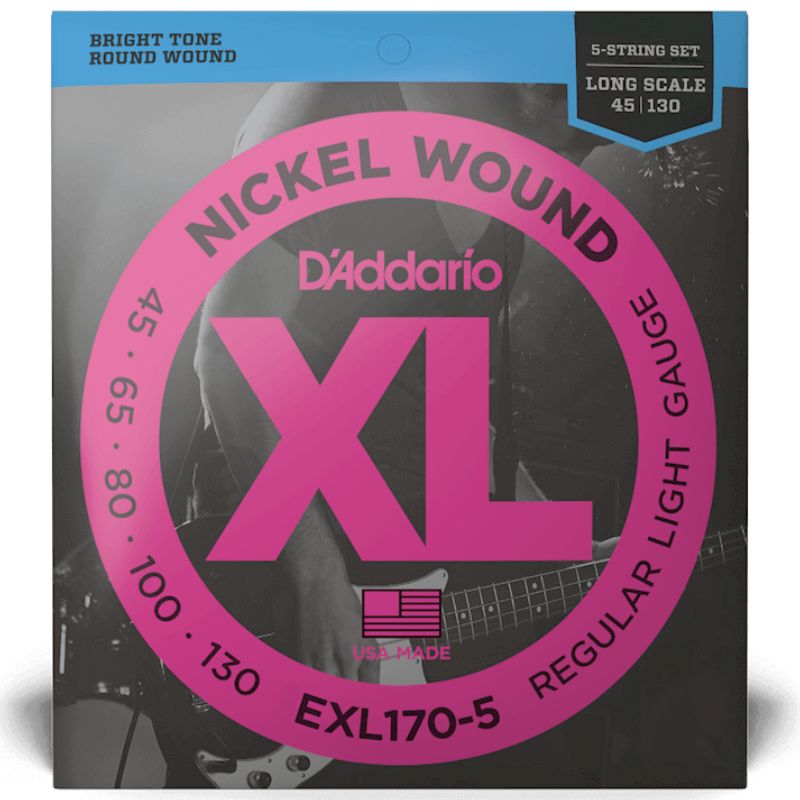 D&#39;Addario EXL170-5 Nickel Round Wound 5-String Bass Strings 45-130