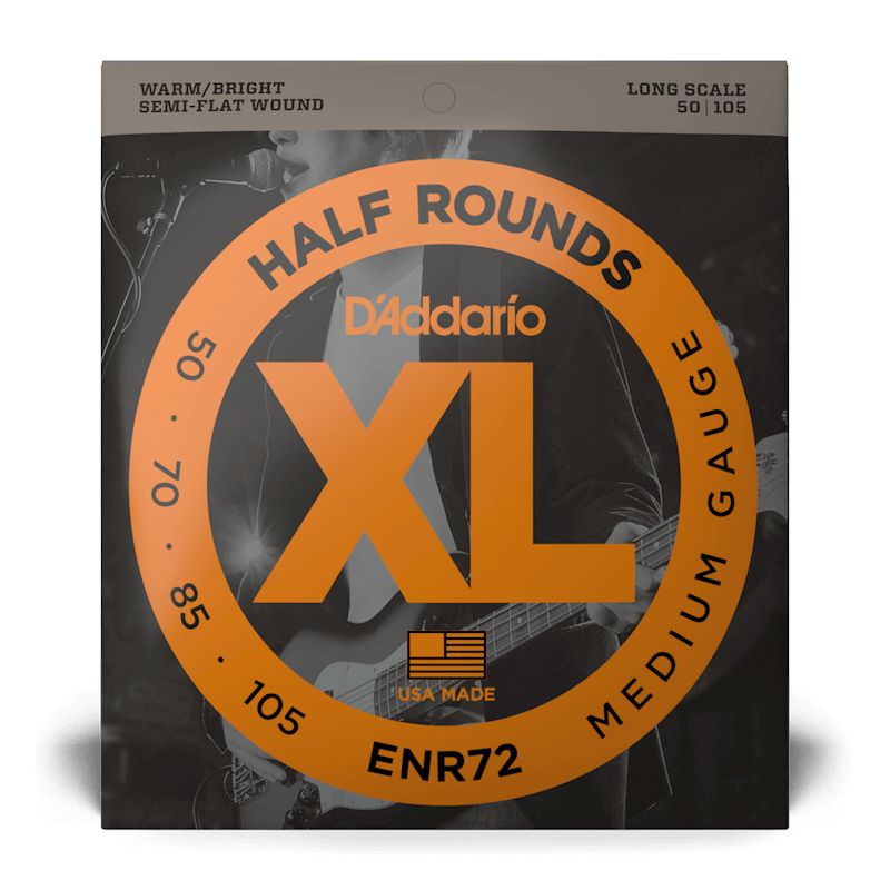 D&#39;Addario ENR72 Half Rounds Semi-flatwound Bass Guitar Strings - .050-.105 Medium Long Scale 4-string