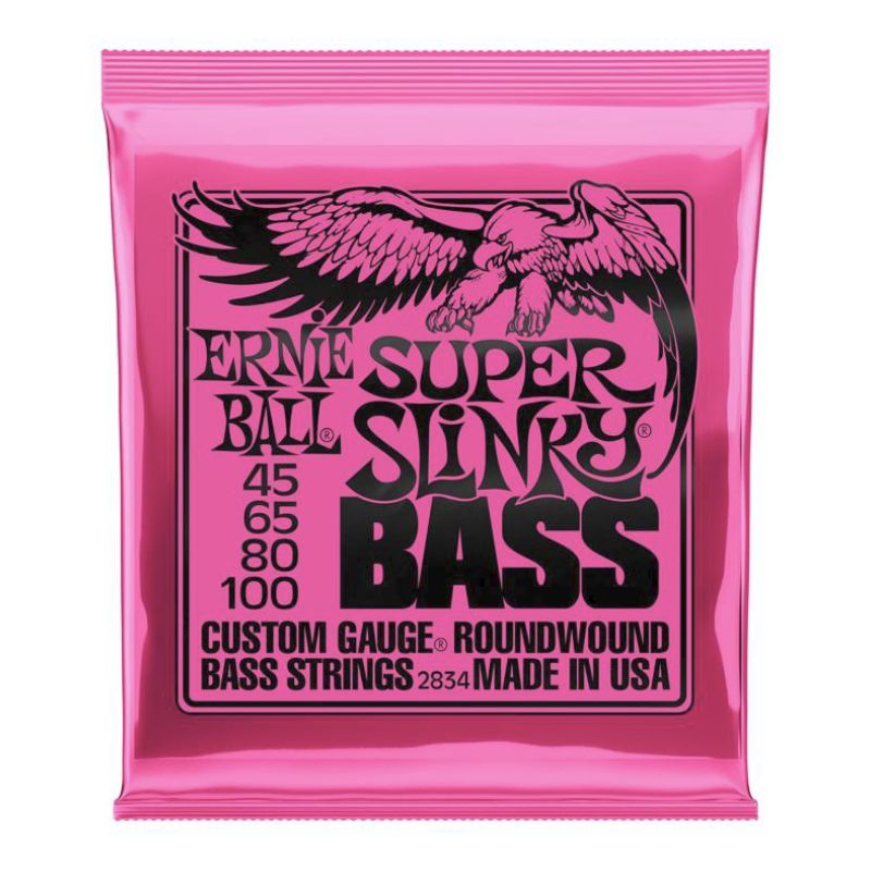 Ernie Ball 2834EB Super Slinky 4-String Nickel Wound Bass Strings 45-100