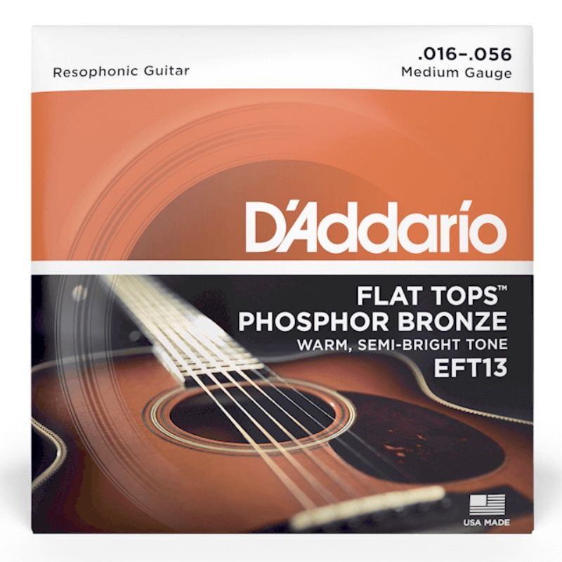 D&#39;Addario EFT13 Phosphor Bronze Flat Top Resophonic Strings 16-56