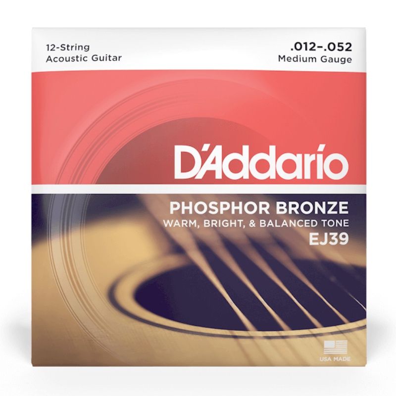D&#39;Addario EJ39 Phosphor Bronze 12-String Acoustic Guitar Strings 12-52