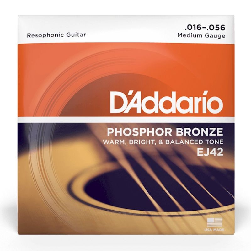 D&#39;Addario EJ42 Phosphor Bronze Resophonic/Dobro Strings - .016-.056 Medium