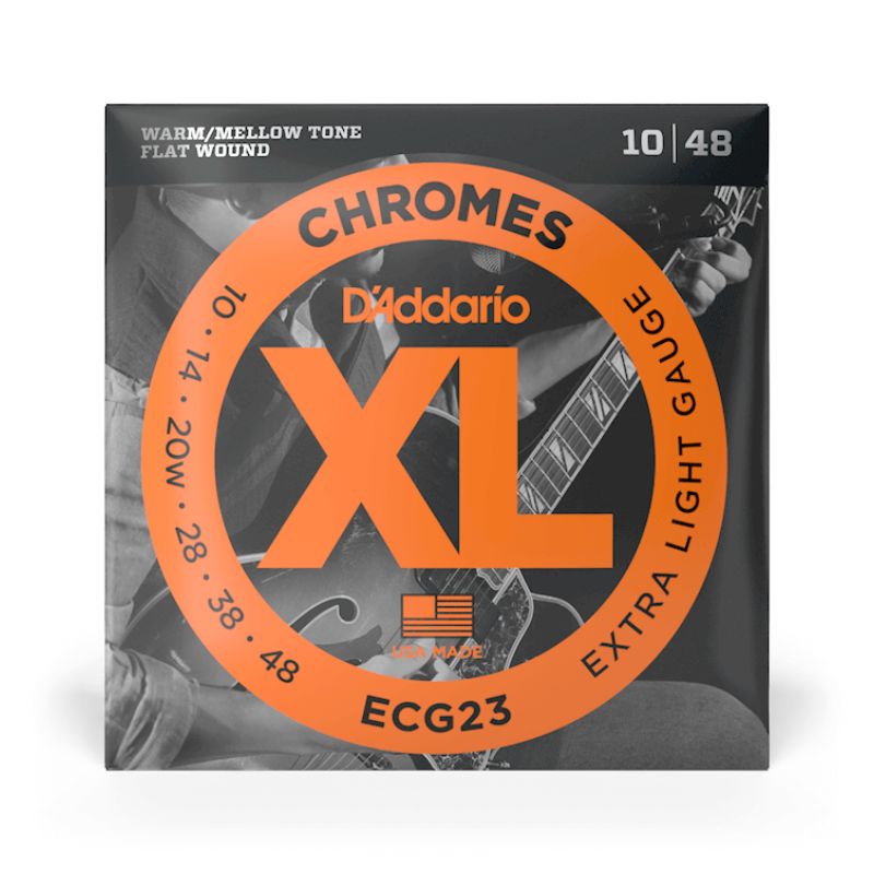 D&#39;Addario ECG23 XL Chromes Flatwound Electric Guitar Strings - .010-.048 Extra Light