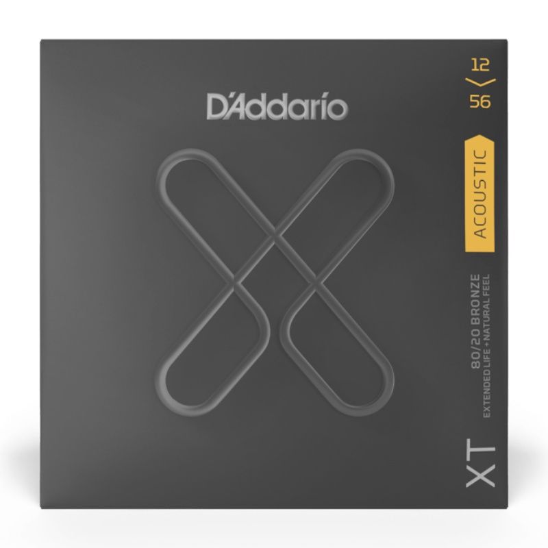 D&#39;Addario XTABR1256 80/20 Bronze XT Coated Acoustic Guitar Strings 12-56