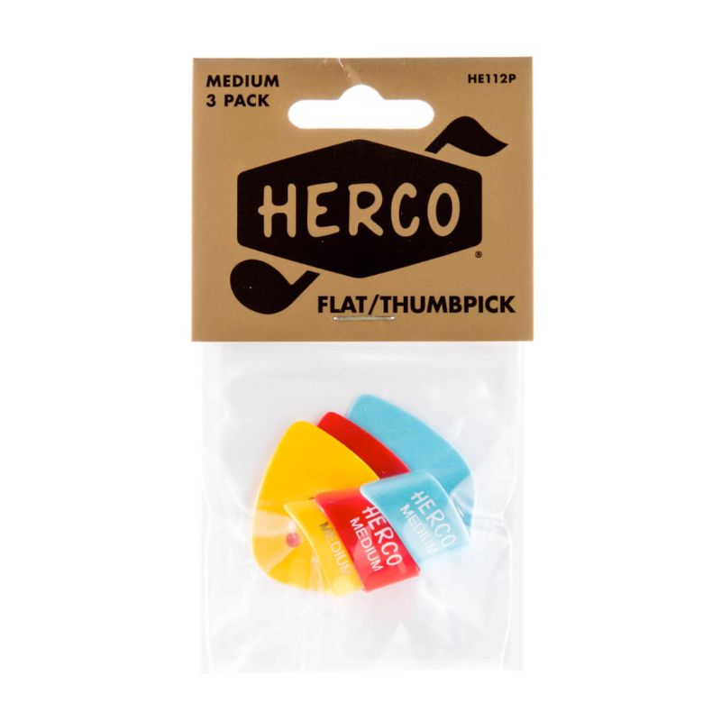 Herco HE112P Flat Thumbpicks Medium 3/Player&#39;s Pack