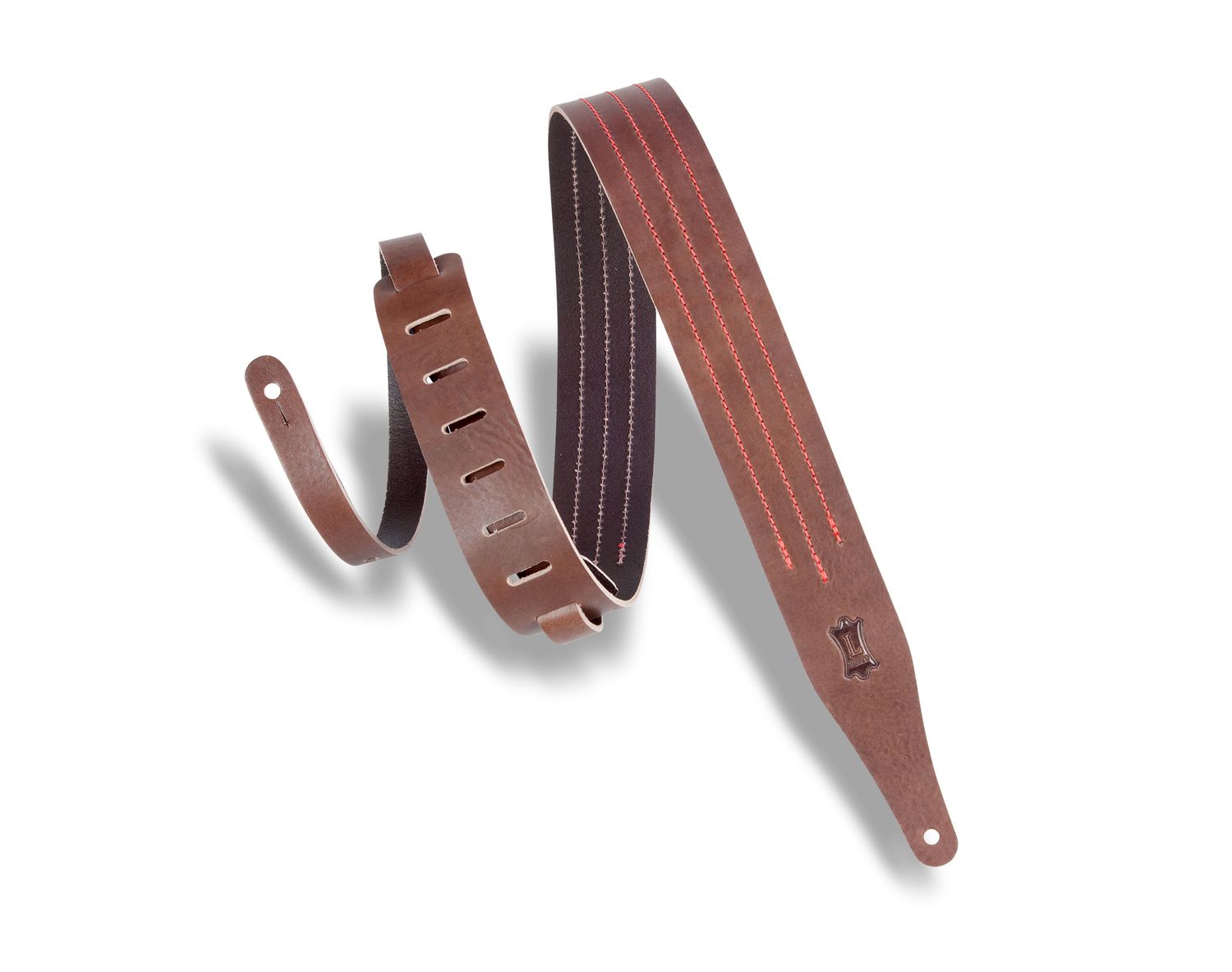 Levy&#39;s MV217TS-BRN-RED 2&quot; Triple Stitch Guitar Strap - BRN/RED