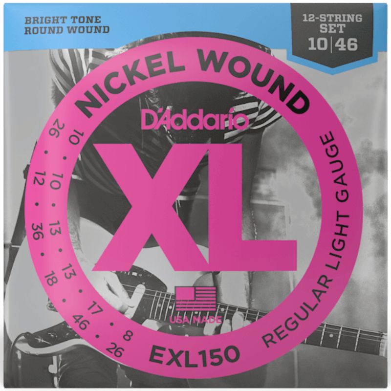 D&#39;Addario EXL150 Nickel Round Wound 12-String Electric Regular Strings 10-46