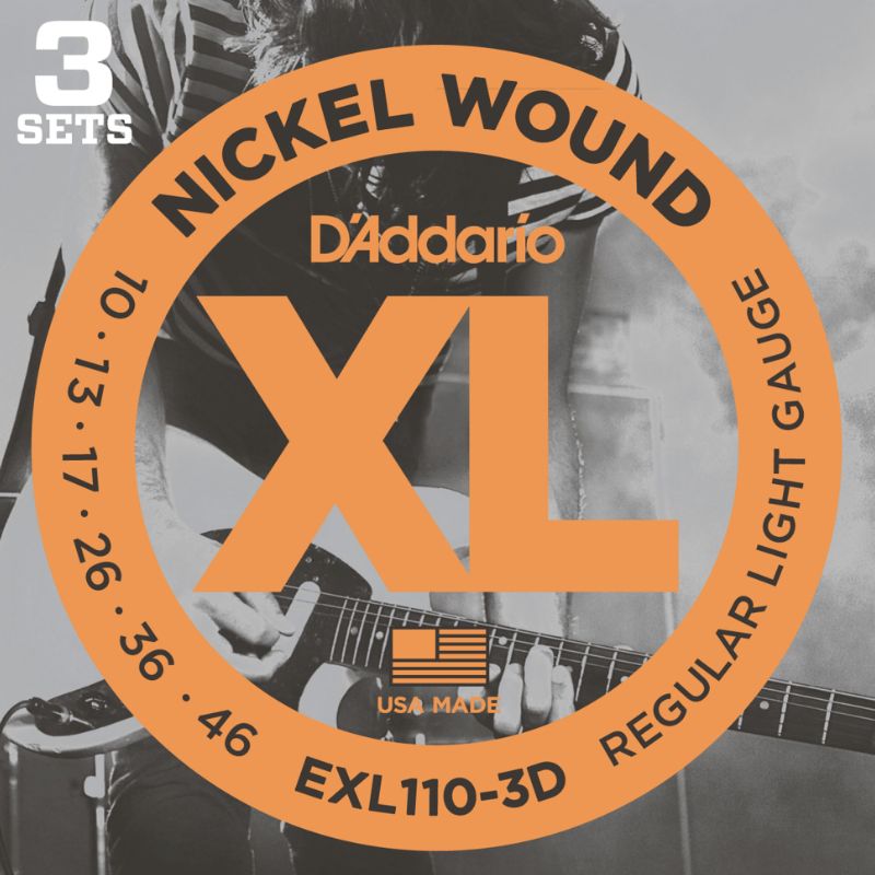 D&#39;Addario EXL110-3D Nickel Round Round Electric Guitar Strings 10-46 - 3 Pack