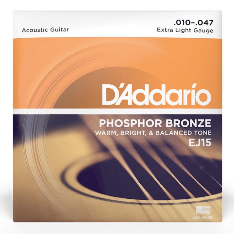 D&#39;Addario EJ15 Phosphor Bronze Acoustic Guitar Strings 10-47