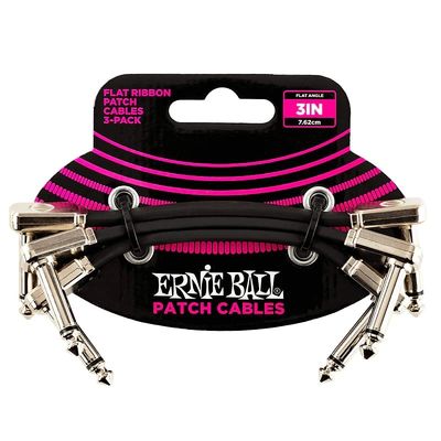 Ernie Ball 6220EB 3&#39;&#39; Flat Ribbon Patch Cable (3 Pack)