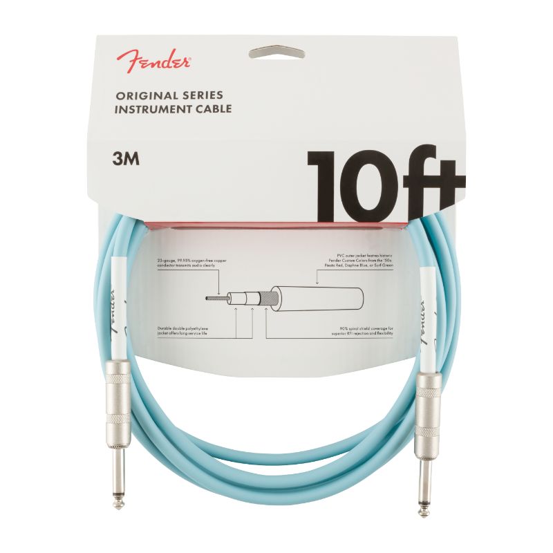 Fender Original Series Straight to Straight Instrument Cable - 10 foot Daphne Blue