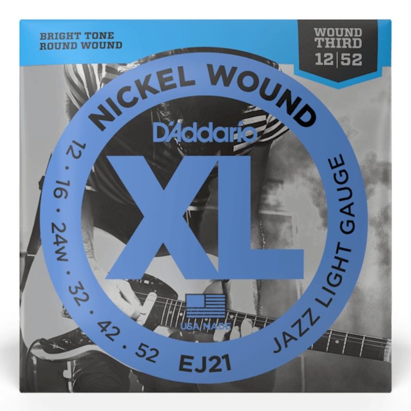 D&#39;Addario EJ21 Jazz XL Nickel Wound Electric Guitar Strings 12-52