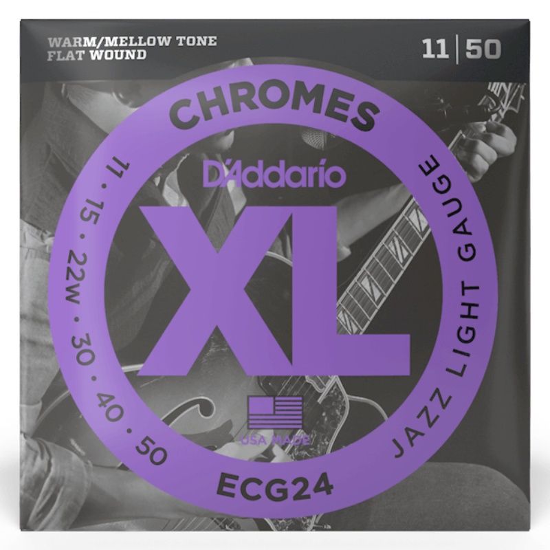 D&#39;Addario ECG24 XL Chromes Flatwound Electric Guitar Strings - .011-.050 Jazz Light