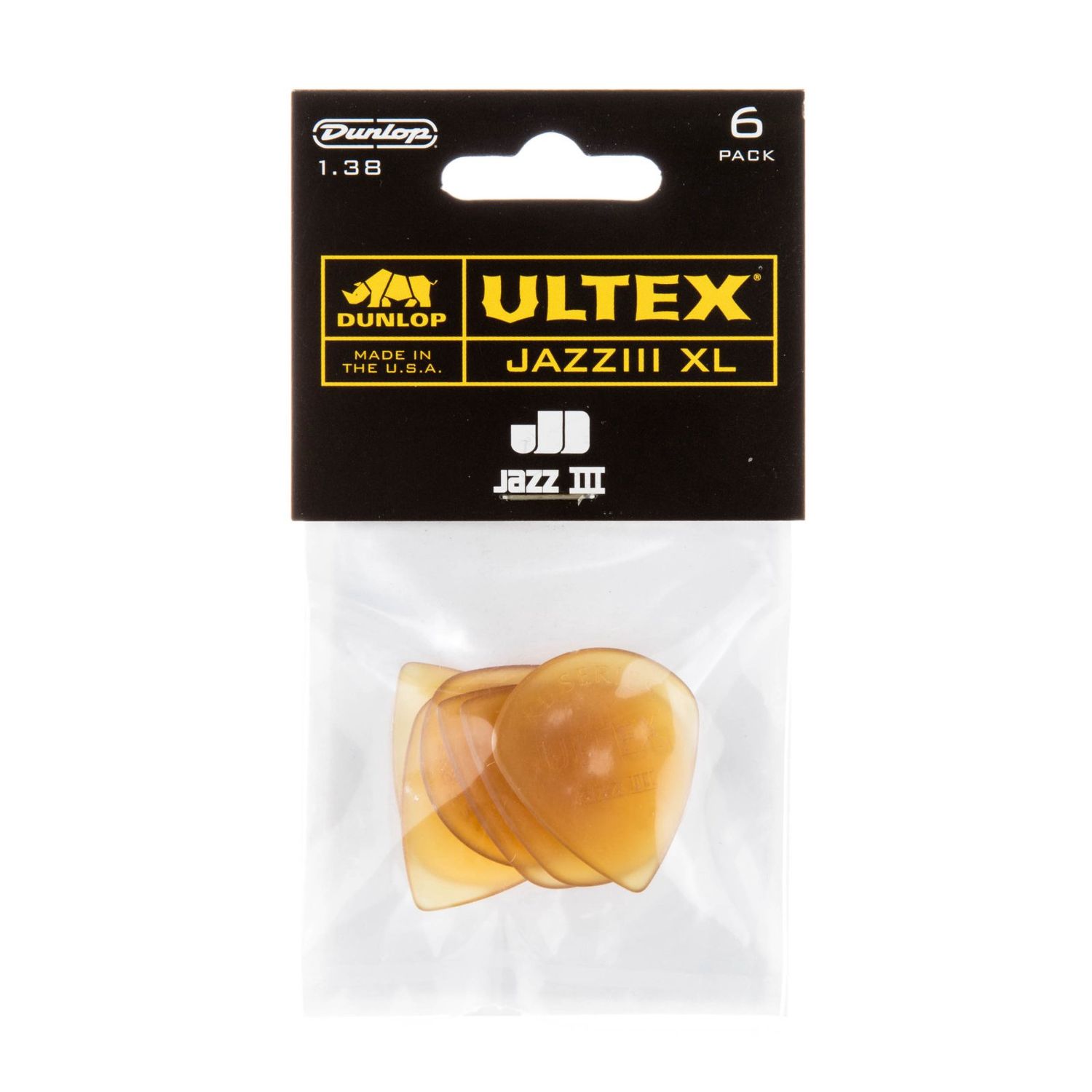 Dunlop 427PXL Ultex Jazz III XL Guitar Picks 1.38mm 6-pack