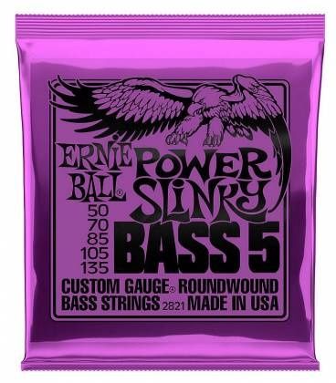 Ernie Ball 2821EB Power Slinky Nickel Wound Electric Bass Guitar Strings - 50-135 5-string