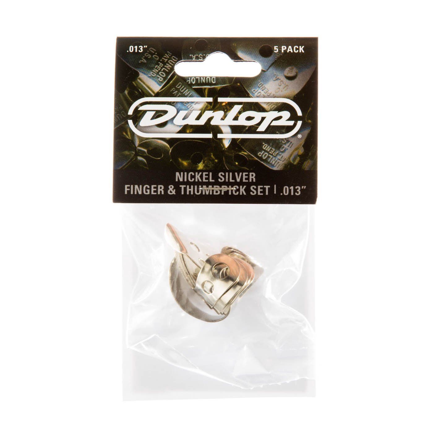 Dunlop Nickel Silver Finger and Thumbpicks - .013 inch (5-pack: 4 Fingerpicks 1 Thumbpick)