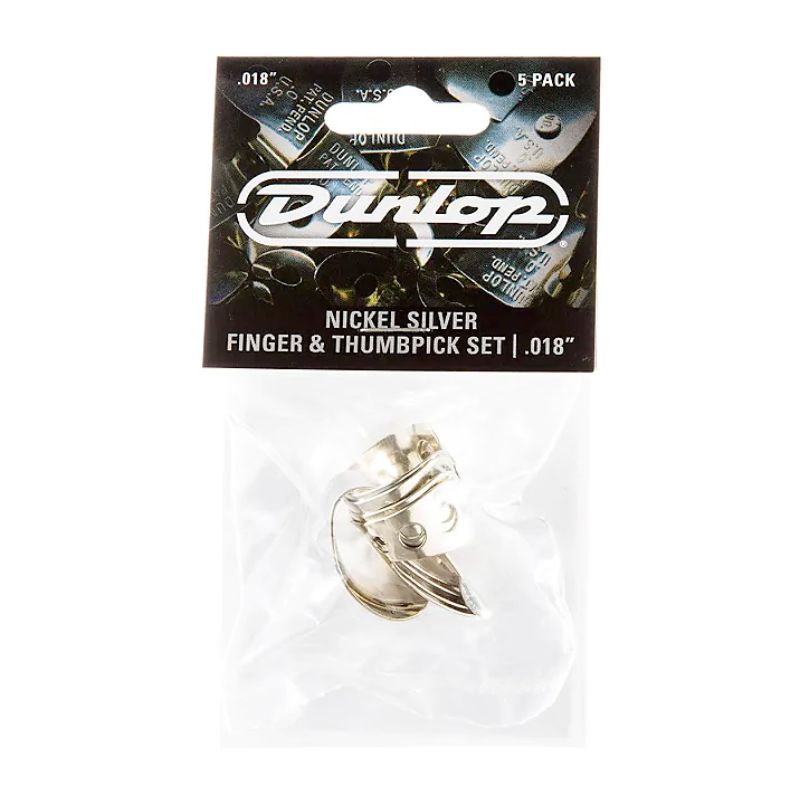 Dunlop Nickel Silver Finger and Thumbpicks - .018&#39;&#39; (5 Pack)